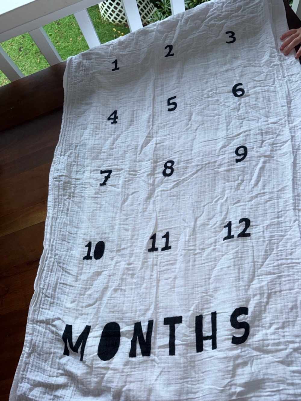 cloud island White‎ Milestone Blanket with Black Numbers